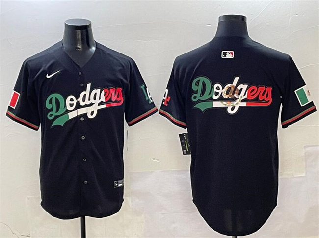 Men's Los Angeles Dodgers Team Big Logo Black Mexico Flag Limited Stitched Baseball Jersey Men's Los Angeles Dodgers Team Big Logo Black Mexico Flag Limited Stitched Baseball Jersey