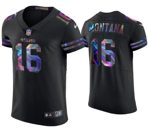 Men's San Francisco 49ers #16 Joe Montana Black Edition Stitched Football Jersey Men's San Francisco 49ers #16 Joe Montana Black Edition Stitched Football Jersey