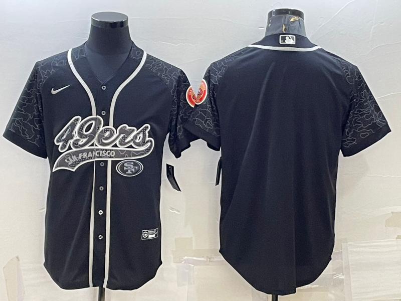 Men's San Francisco 49ers Blank Black Reflective With Patch Cool Base Stitched Baseball Jersey Men's San Francisco 49ers Blank Black Reflective With Patch Cool Base Stitched Baseball Jersey