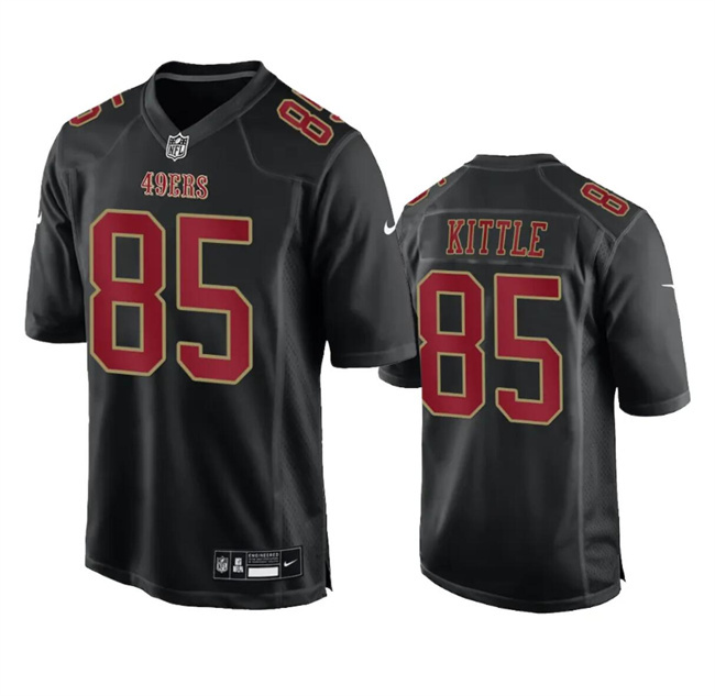 Men's San Francisco 49ers #85 George Kittle Black Fashion Vapor Untouchable Limited Stitched Football Jersey Men's San Francisco 49ers #85 George Kittle Black Fashion Vapor Untouchable Limited Stitched Football Jersey