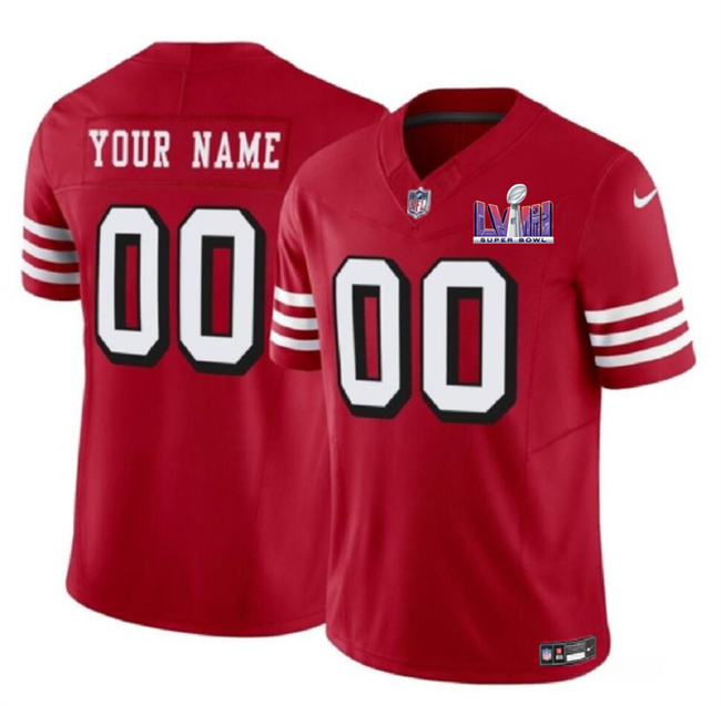 Men's San Francisco 49ers Active Player Custom New Red F.U.S.E. Super Bowl LVIII Patch Vapor Untouchable Limited Stitched Football Jersey Men's San Francisco 49ers Active Player Custom New Red F.U.S.E. Super Bowl LVIII Patch Vapor Untouchable Limited Stitched Football Jersey