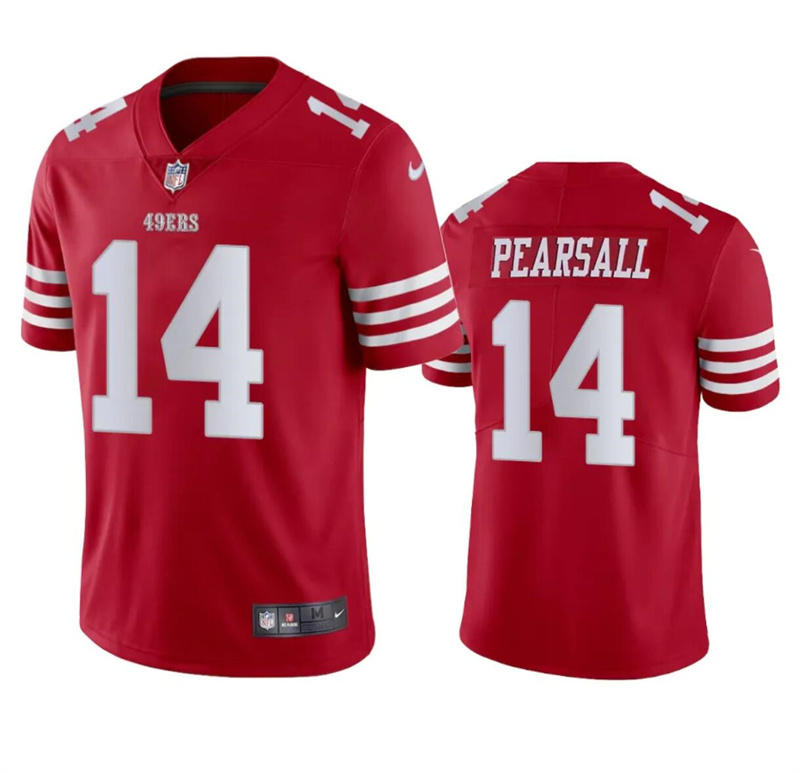 Men's San Francisco 49ers #14 Ricky Pearsall Red 2024 Draft Vapor Untouchable Limited Stitched Football Jersey Men's San Francisco 49ers #14 Ricky Pearsall Red 2024 Draft Vapor Untouchable Limited Stitched Football Jersey