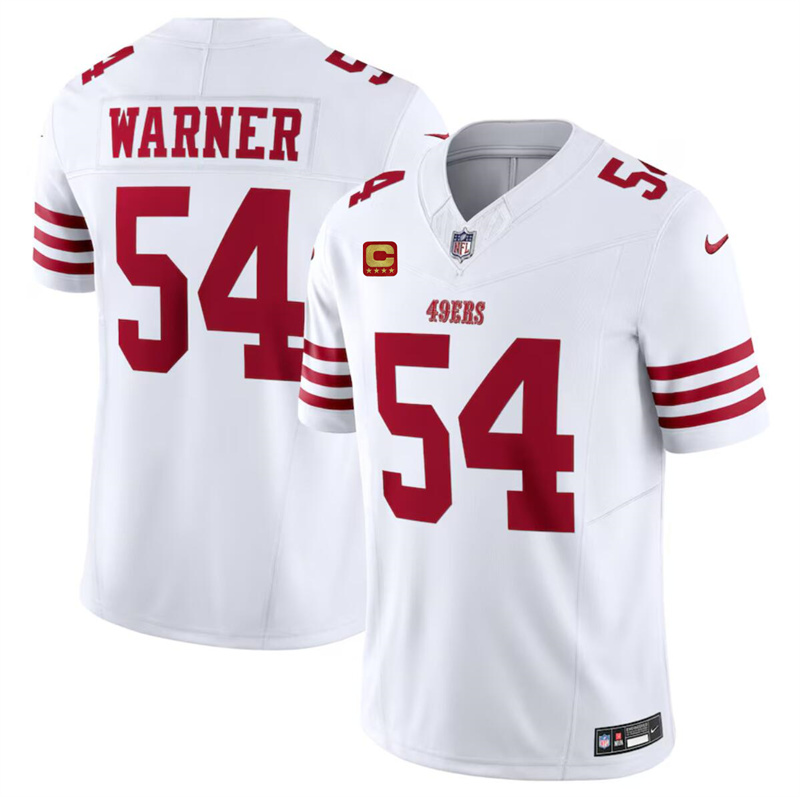 Men's San Francisco 49ers #54 Fred Warner White 2024 F.U.S.E. With 4-Star C Patch Vapor Untouchable Limited Stitched Football Jersey Men's San Francisco 49ers #54 Fred Warner White 2024 F.U.S.E. With 4-Star C Patch Vapor Untouchable Limited Stitched Football Jersey