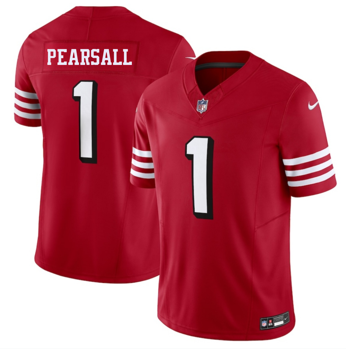 Men's San Francisco 49ers #1 Ricky Pearsall New Red 2025 F.U.S.E. Vapor Untouchable Limited Stitched Football Jersey Men's San Francisco 49ers #1 Ricky Pearsall New Red 2025 F.U.S.E. Vapor Untouchable Limited Stitched Football Jersey