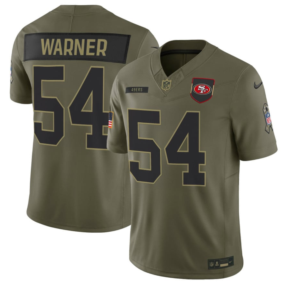 Men's San Francisco 49ers #54 Fred Warner Olive 2025 F.U.S.E. Salute to Service Limited Stitched Football Jersey