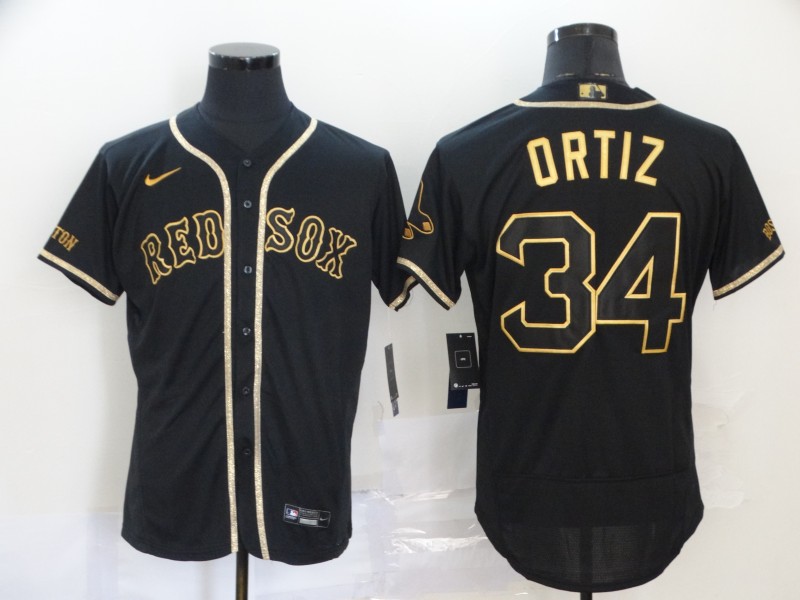 Men's Boston Red Sox #34 David Ortiz 2020 Black Golden Flex Base Stitched MLB Jersey Men's Boston Red Sox #34 David Ortiz 2020 Black Golden Flex Base Stitched MLB Jersey