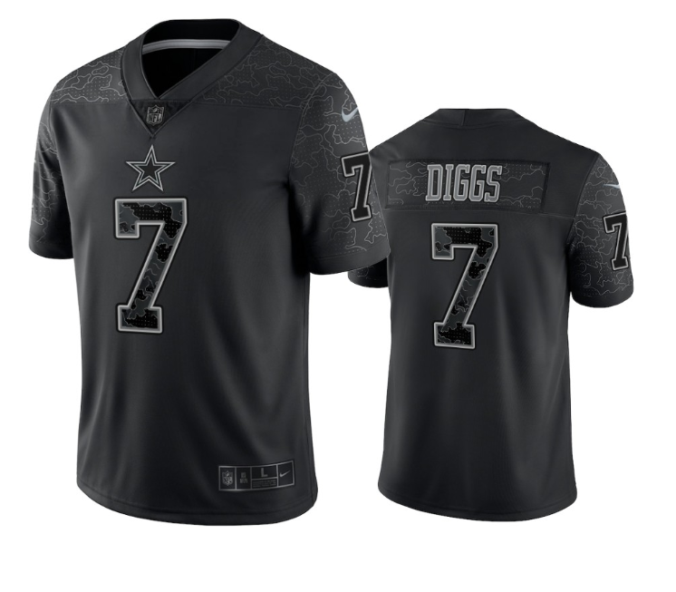 Men's Dallas Cowboys #7 Trevon Diggs Black Reflective Limited Stitched Football Jersey Men's Dallas Cowboys #7 Trevon Diggs Black Reflective Limited Stitched Football Jersey