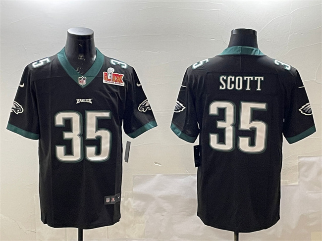 Men's Philadelphia Eagles #35 Boston Scott Black 2025 Super Bowl LIX Patch Vapor Untouchable Limited Stitched Football Jersey Men's Philadelphia Eagles #35 Boston Scott Black 2025 Super Bowl LIX Patch Vapor Untouchable Limited Stitched Football Jersey