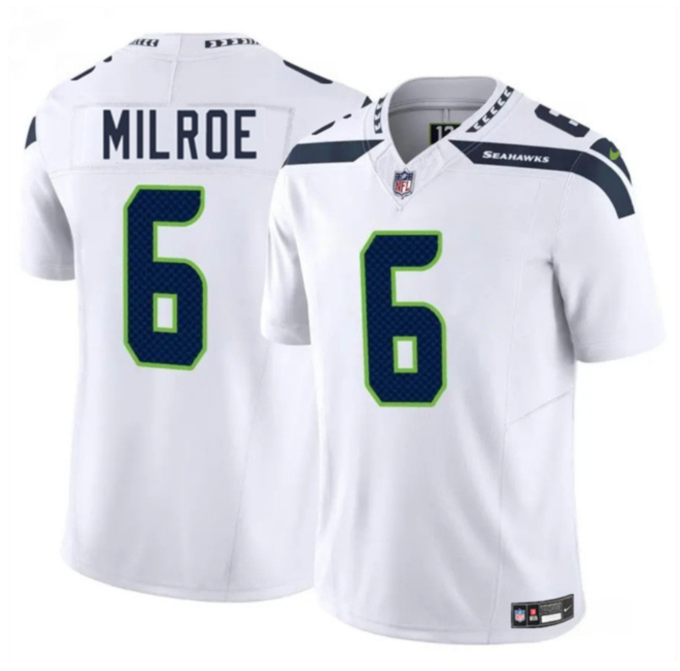 Men's Seattle Seahawks #6 Jalen Milroe White 2025 Draft F.U.S.E. Vapor Untouchable Limited Stitched Football Jersey