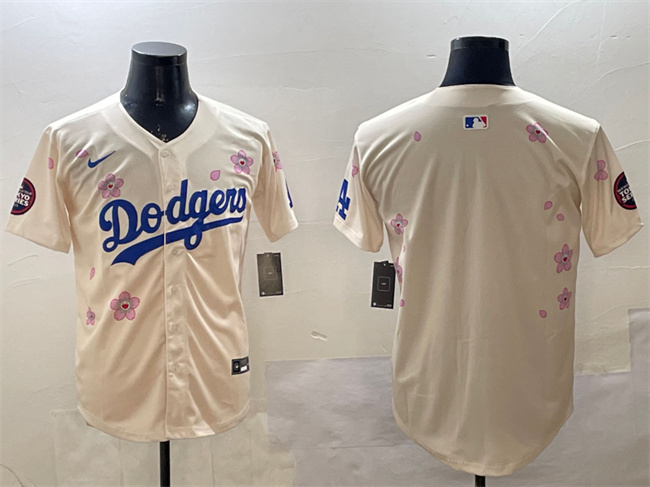 Men's Los Angeles Dodgers Blank Cream 2025 Tokyo Series Limited Stitched Baseball Jersey Men's Los Angeles Dodgers Blank Cream 2025 Tokyo Series Limited Stitched Baseball Jersey