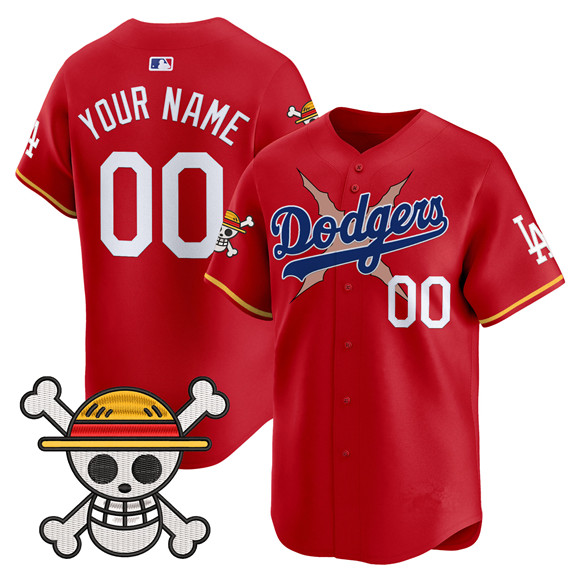 Men's Los Angeles Dodgers Active Player Custom Red x One Piece 2025 Vapor Premier Limited Stitched Baseball Jersey Men's Los Angeles Dodgers Active Player Custom Red x One Piece 2025 Vapor Premier Limited Stitched Baseball Jersey