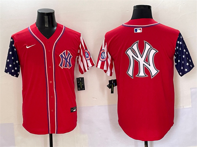Men's New York Yankees Team Big Logo Red American Style Limited Stitched Baseball Jersey 001 Men's New York Yankees Team Big Logo Red American Style Limited Stitched Baseball Jersey 001