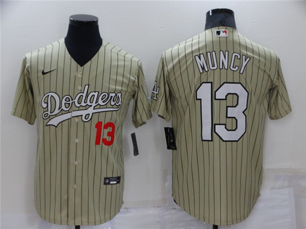 Men's Los Angeles Dodgers #13 Max Muncy Cream Throwback Stitched Baseball Jersey Men's Los Angeles Dodgers #13 Max Muncy Cream Throwback Stitched Baseball Jersey