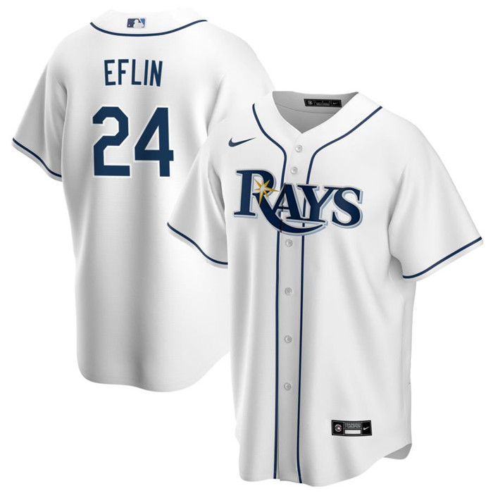 Men's Tampa Bay Rays #24 Zach Eflin White Cool Base Stitched Baseball Jersey Men's Tampa Bay Rays #24 Zach Eflin White Cool Base Stitched Baseball Jersey