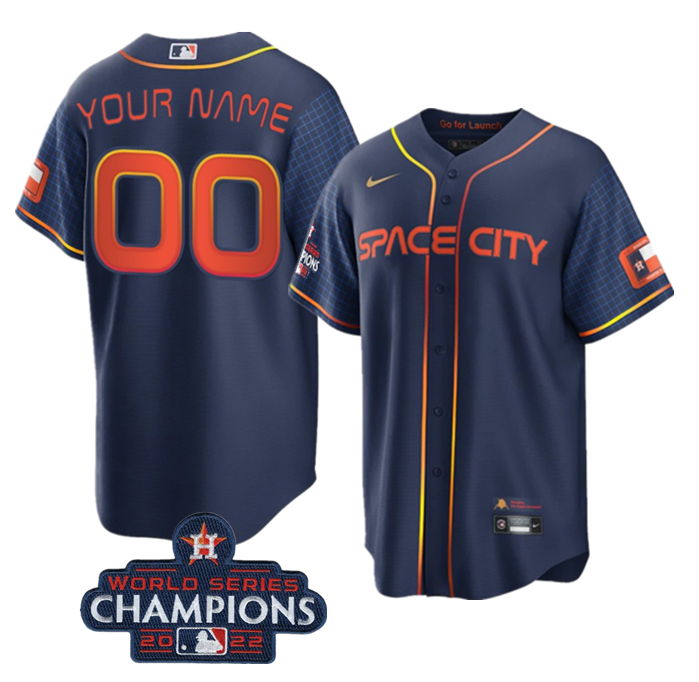 Men's Houston Astros Active Player Custom Navy 2022 World Series Champions City Connect Cool Base Stitched Baseball Jersey Men's Houston Astros Active Player Custom Navy 2022 World Series Champions City Connect Cool Base Stitched Baseball Jersey