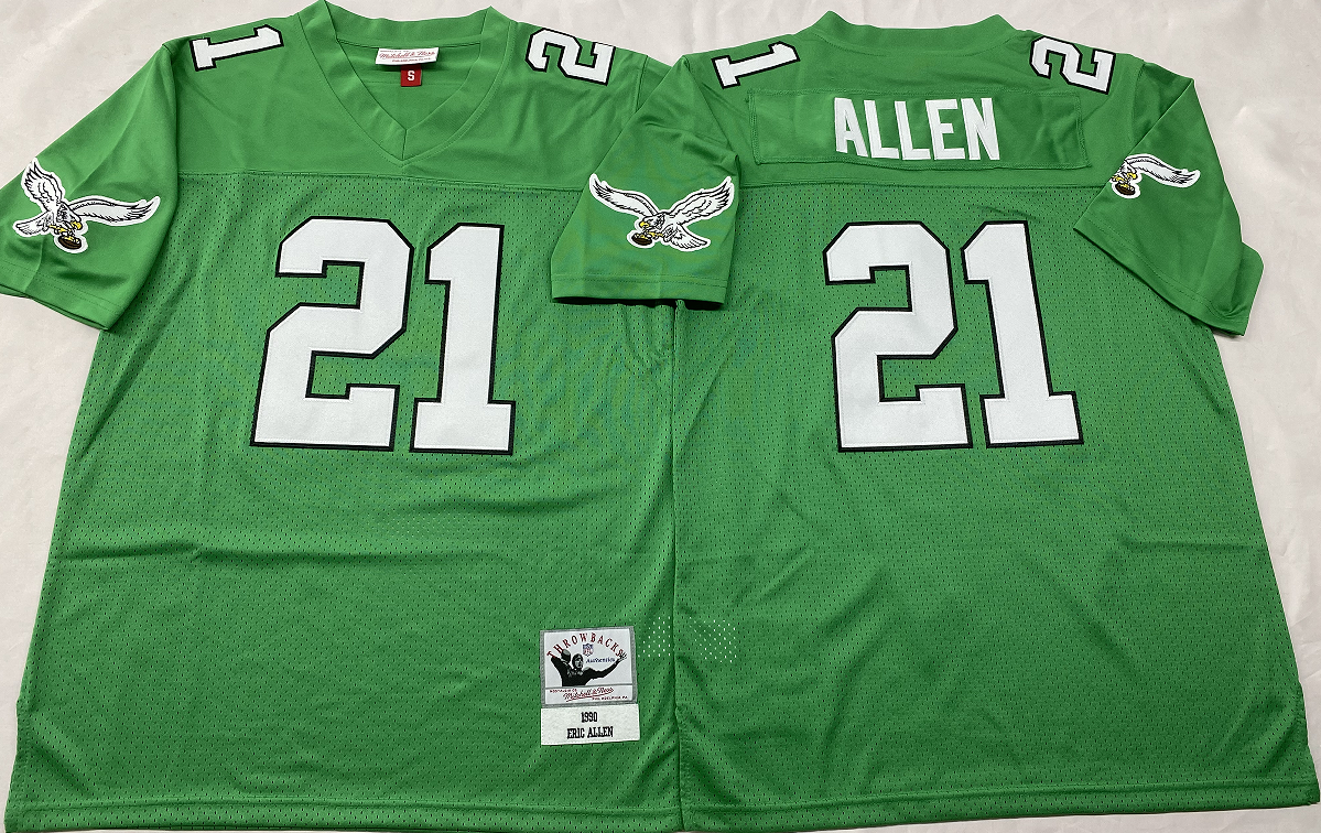 Men's Philadelphia Eagles #21 Eric Allen Kelly Green Throwback Stitched Football Jersey Men's Philadelphia Eagles #21 Eric Allen Kelly Green Throwback Stitched Football Jersey