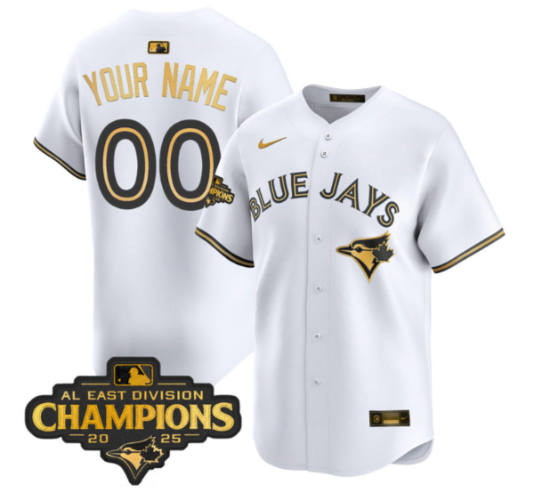 Men's Toronto Blue Jays Active Player Custom White 2025 AL East Division Champions Vapor Premier Limited Stitched Jersey