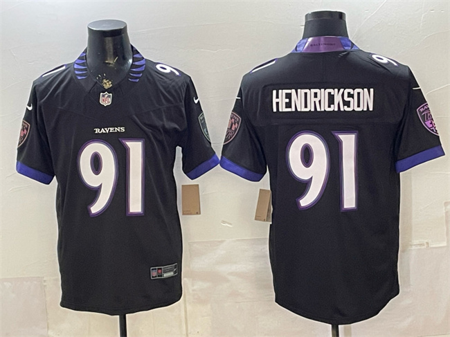 Men's Baltimore Ravens #91 Trey Hendrickson Black 2026 F.U.S.E. Alternate Vapor Stitched Limited Football Jersey