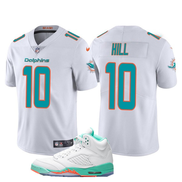 Men's Miami Dolphins #10 Tyreek Hill White Vapor Stitched Football Jersey +AJ5 Men's Miami Dolphins #10 Tyreek Hill White Vapor Stitched Football Jersey +AJ5