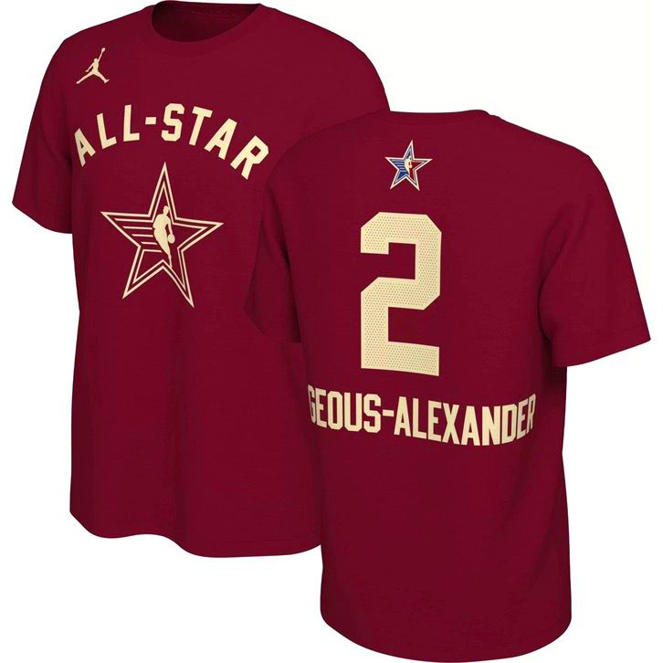 Men's 2024 All-Star #2 Shai Gilgeous-Alexander Crimson T-Shirt Men's 2024 All-Star #2 Shai Gilgeous-Alexander Crimson T-Shirt