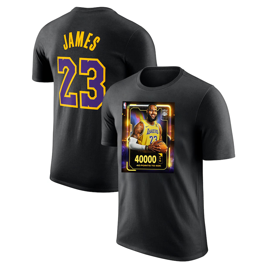 Men's Los Angeles Lakers #23 LeBron James Black T-Shirt Men's Los Angeles Lakers #23 LeBron James Black T-Shirt