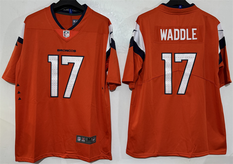 Men's Denver Broncos #17 Jaylen Waddle Orange 2026 Vapor Limited Stitched Football Jersey