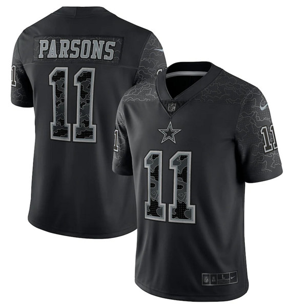 Men's Dallas Cowboys #11 Micah Parsons Black Reflective Limited Stitched Football Jersey Men's Dallas Cowboys #11 Micah Parsons Black Reflective Limited Stitched Football Jersey