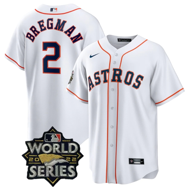 Men's Houston Astros #2 Alex Bregman White 2022 World Series Home Stitched Baseball Jersey Men's Houston Astros #2 Alex Bregman White 2022 World Series Home Stitched Baseball Jersey