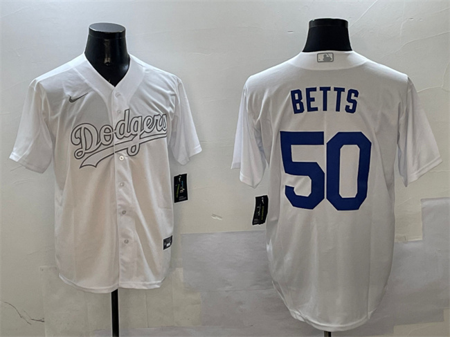Men's Los Angeles Dodgers #50 Mookie Betts White Fashion Cool Base Stitched Baseball Jersey Men's Los Angeles Dodgers #50 Mookie Betts White Fashion Cool Base Stitched Baseball Jersey
