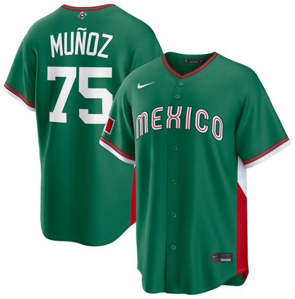 Men's Mexico Baseball #75 Andrés Muñoz Green 2026 World Baseball Classic Stadium Stitched Jersey Men's Mexico Baseball #75 Andrés Muñoz Green 2026 World Baseball Classic Stadium Stitched Jersey