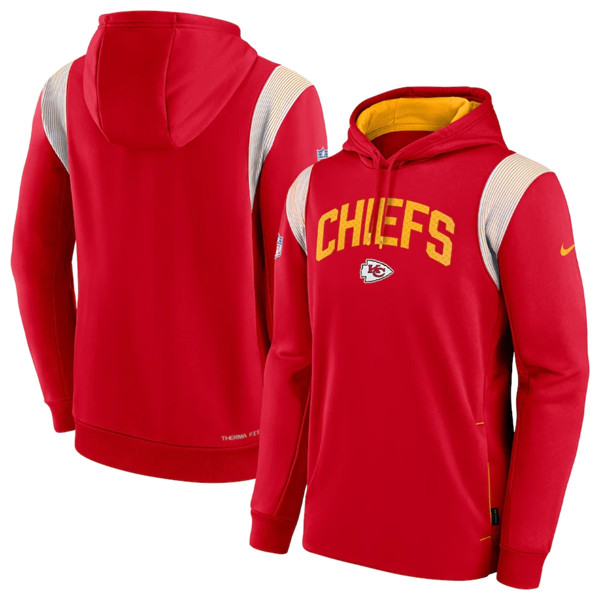 Men's Kansas City Chiefs Red Sideline Stack Performance Pullover Hoodie 001 Men's Kansas City Chiefs Red Sideline Stack Performance Pullover Hoodie 001
