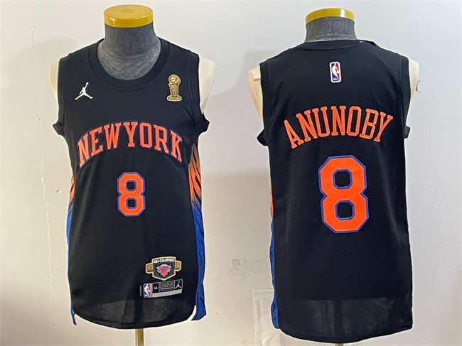 Men's New Yok Knicks #8 OG Anunoby Black 2026 Finals Champions Patch Statement Edition Stitched Jersey Men's New Yok Knicks #8 OG Anunoby Black 2026 Finals Champions Patch Statement Edition Stitched Jersey