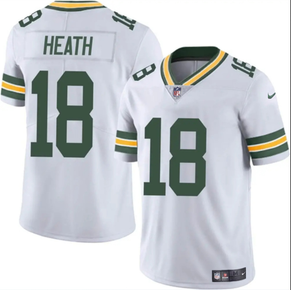 Men's Green Bay Packers #18 Malik Heath White Vapor Untouchable Limited Stitched Jersey