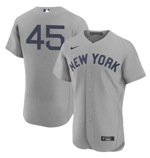 Men's New York Yankees #45 Gerrit Cole 2021 Grey Field of Dreams Flex Base Stitched Baseball Jersey Men's New York Yankees #45 Gerrit Cole 2021 Grey Field of Dreams Flex Base Stitched Baseball Jersey