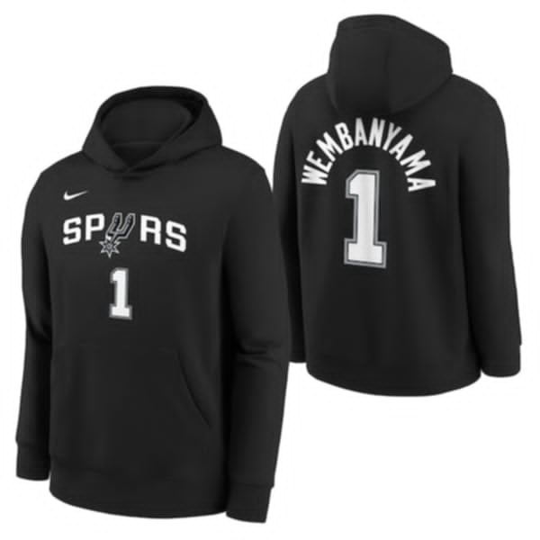 Men's San Antonio Spurs #1 Victor Wembanyama Black Hoodie