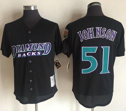 Mitchell And Ness 1999 Diamondbacks #51 Randy Johnson Black Throwback Stitched MLB Jersey Mitchell And Ness 1999 Diamondbacks #51 Randy Johnson Black Throwback Stitched MLB Jersey