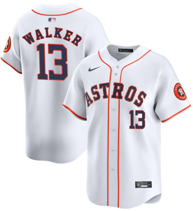 Men's Houston Astros #13 Christian Walker White 2025 Home Limited Stitched Baseball Jersey Men's Houston Astros #13 Christian Walker White 2025 Home Limited Stitched Baseball Jersey