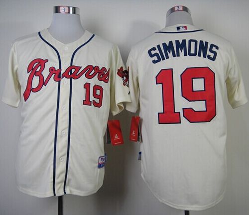 Braves #19 Andrelton Simmons Cream Alternate Cool Base Stitched MLB Jersey Braves #19 Andrelton Simmons Cream Alternate Cool Base Stitched MLB Jersey