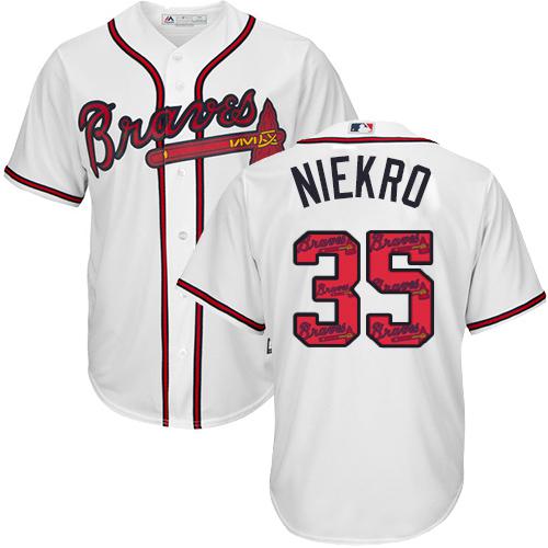 Braves #35 Phil Niekro White Team Logo Fashion Stitched MLB Jersey Braves #35 Phil Niekro White Team Logo Fashion Stitched MLB Jersey