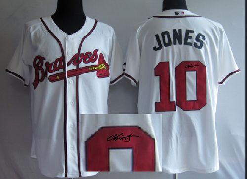 Braves #10 Chipper Jones White Cool Base Autographed Stitched MLB Jersey Braves #10 Chipper Jones White Cool Base Autographed Stitched MLB Jersey