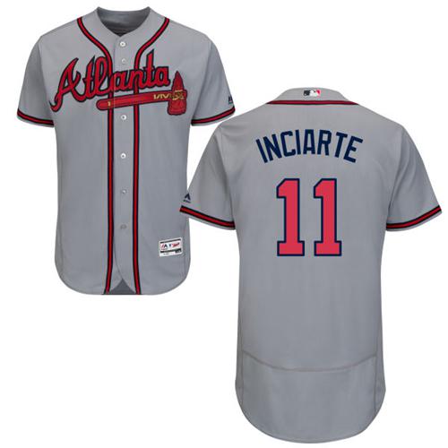 Braves #11 Ender Inciarte Grey Flexbase Authentic Collection Stitched MLB Jersey Braves #11 Ender Inciarte Grey Flexbase Authentic Collection Stitched MLB Jersey