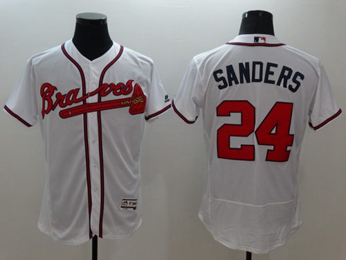 Braves #24 Deion Sanders White Flexbase Authentic Collection Stitched MLB Jersey Braves #24 Deion Sanders White Flexbase Authentic Collection Stitched MLB Jersey