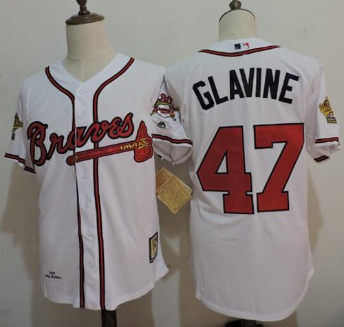 Mitchell And Ness 1995 Braves #47 Tom Glavine White Throwback Stitched MLB Jersey Mitchell And Ness 1995 Braves #47 Tom Glavine White Throwback Stitched MLB Jersey