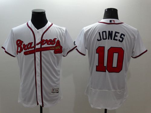 Braves #10 Chipper Jones White Flexbase Authentic Collection Stitched MLB Jersey Braves #10 Chipper Jones White Flexbase Authentic Collection Stitched MLB Jersey