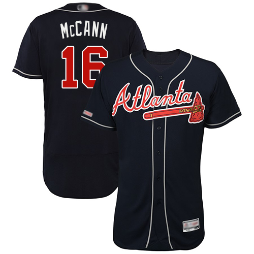Braves #16 Brian McCann Navy Blue Flexbase Authentic Collection Stitched MLB Jersey Braves #16 Brian McCann Navy Blue Flexbase Authentic Collection Stitched MLB Jersey