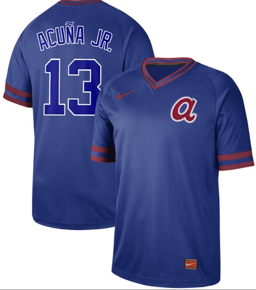 Nike Braves #13 Ronald Acuna Jr. Royal Authentic Cooperstown Collection Stitched MLB Jersey Nike Braves #13 Ronald Acuna Jr. Royal Authentic Cooperstown Collection Stitched MLB Jersey