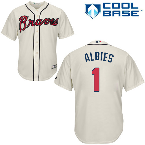 Braves #1 Ozzie Albies Cream New Cool Base Stitched MLB Jersey Braves #1 Ozzie Albies Cream New Cool Base Stitched MLB Jersey