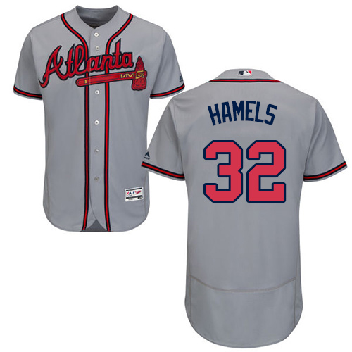 Braves #32 Cole Hamels Grey Flexbase Authentic Collection Stitched MLB Jersey Braves #32 Cole Hamels Grey Flexbase Authentic Collection Stitched MLB Jersey