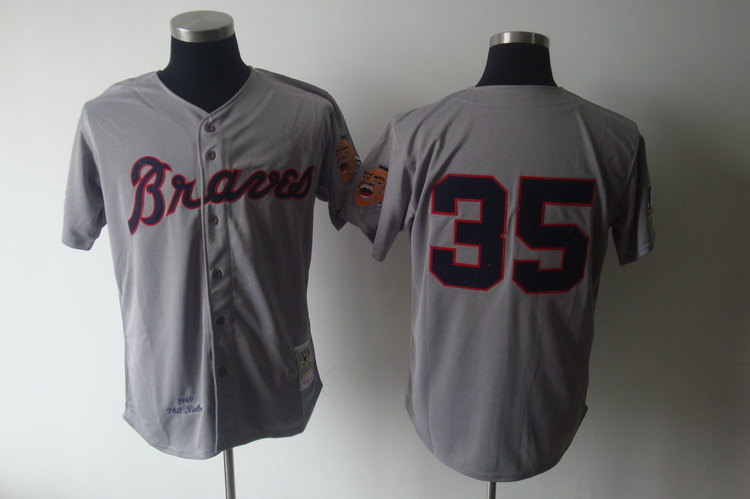 Mitchell And Ness 1969 Braves #35 Phil Niekro Grey Stitched MLB Jersey Mitchell And Ness 1969 Braves #35 Phil Niekro Grey Stitched MLB Jersey