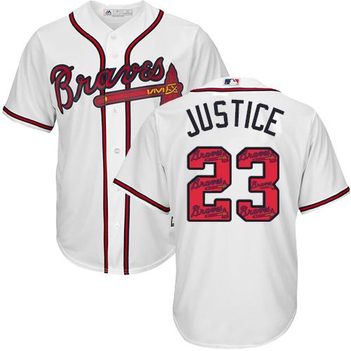 Braves #23 David Justice White Team Logo Fashion Stitched MLB Jersey Braves #23 David Justice White Team Logo Fashion Stitched MLB Jersey